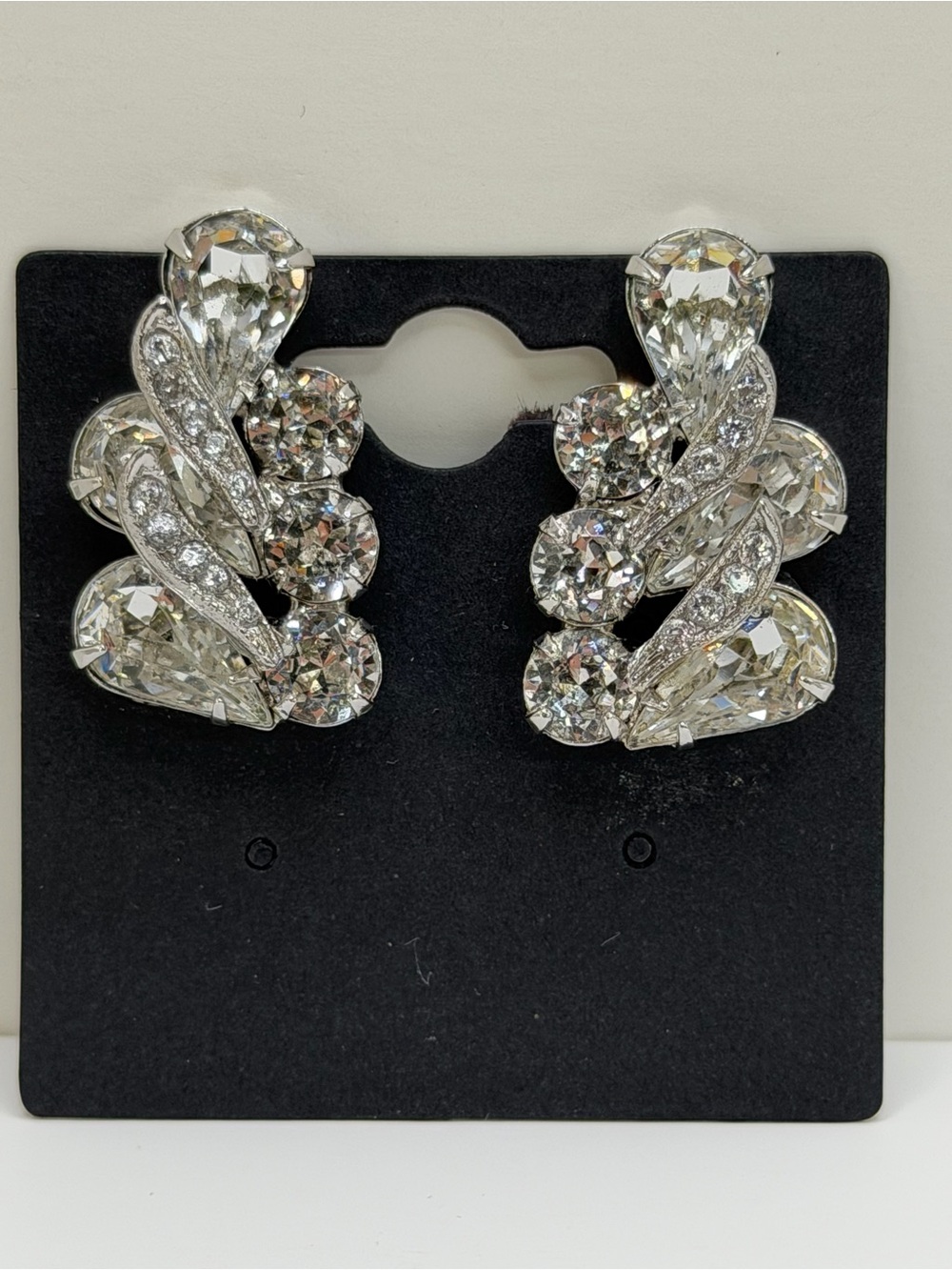 Weiss vintage 40s Crystal Cluster Clip On Earrings